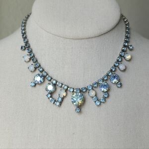 Vintage Blue AB Moonglow Rhinestone Choker Necklace